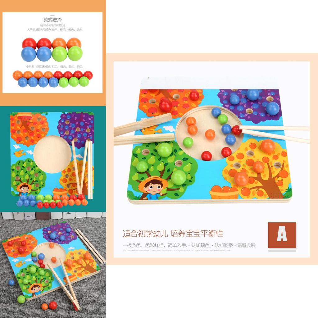Wooden Color Matching Bead Game For Kid Hand Eye Coordination Educational Toy