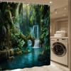 Tropical Rainforest Waterfall Shower Curtain Machine Washable All Season Waterproof Privacy Protection Nature Design Jungle