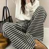 2025 Women's Retro Striped Korean-Style Wide-Leg Pants for Spring & Autumn