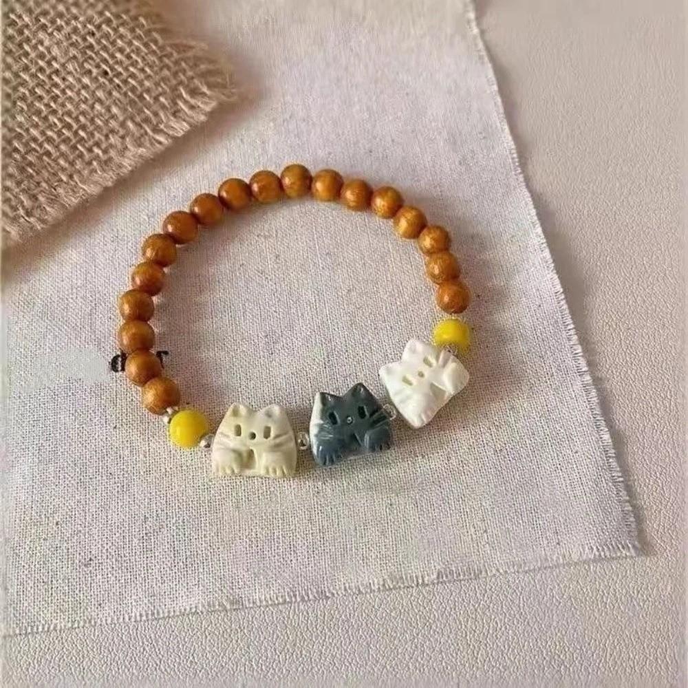 Cute Biscuit Cat Bracelet Adjustable Cat Beads Bracelet Fashion Friendship Bracelet  Friends