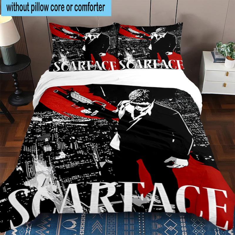 3PCS Scarface: Urban Art 3pcs Bedding,Including 3PCS Duvet Cover And 2pcs Pillowcases Perfect for Christmas,Ideal for Bedroom, Dormitory