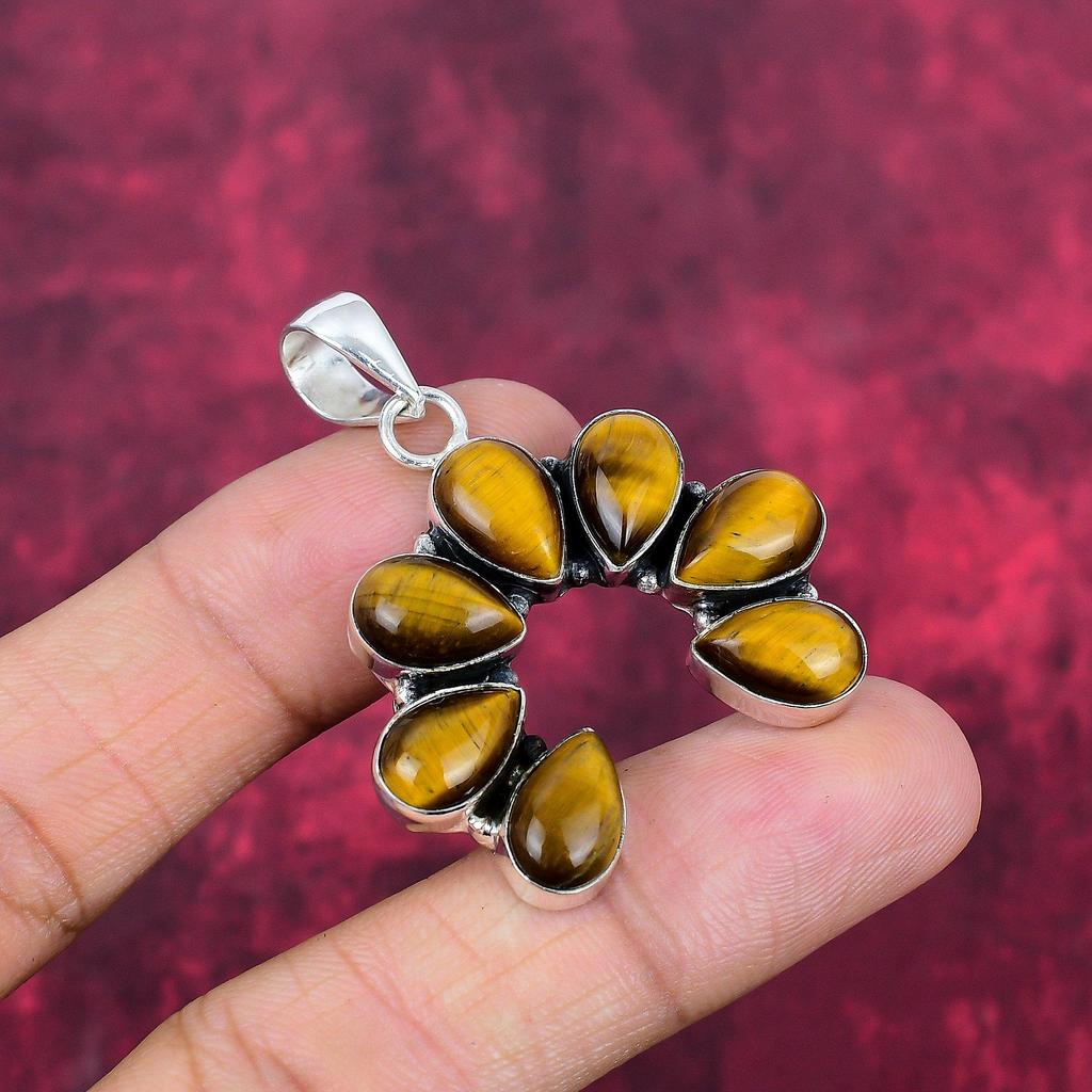 Tiger's eye Pendant Gemstone Jewelry, 925 Solid Sterling Silver Pendant, Handmade Jewelry Birthstone Pendant, Gift For Him