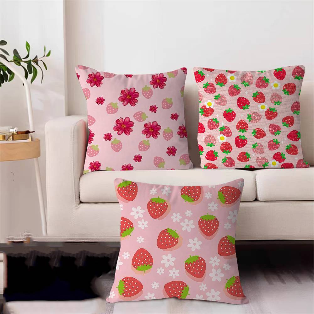 Funda de cojín con diseño lindo de fresa y arce Decoración Feliz Cosecha de Otoño Decoración Festiva Funda de almohada