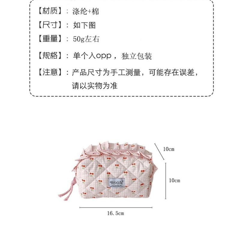 High Beauty Cherry Checkered Makeup Bag Students Large Stationery Bag Pencil Case Portable Travel Organizer Bags Toiletry Bag