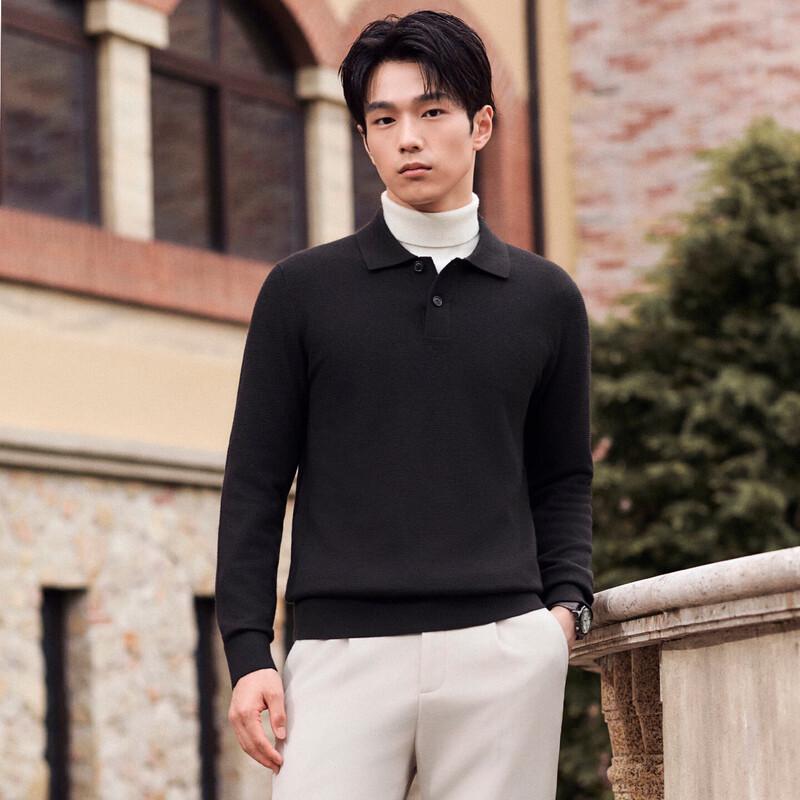 Baoxiniao Men's Business Casual Wool Blend Polo Sweater