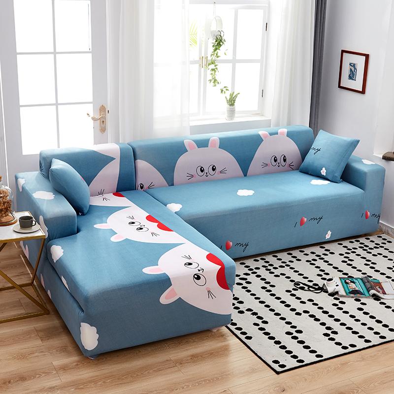 Floral Sofa Cover for Living Room Elastic Stretch Sectional Corner Couch Cover Sofa Towel Slipcovers L Shape needs to buy 2pcs