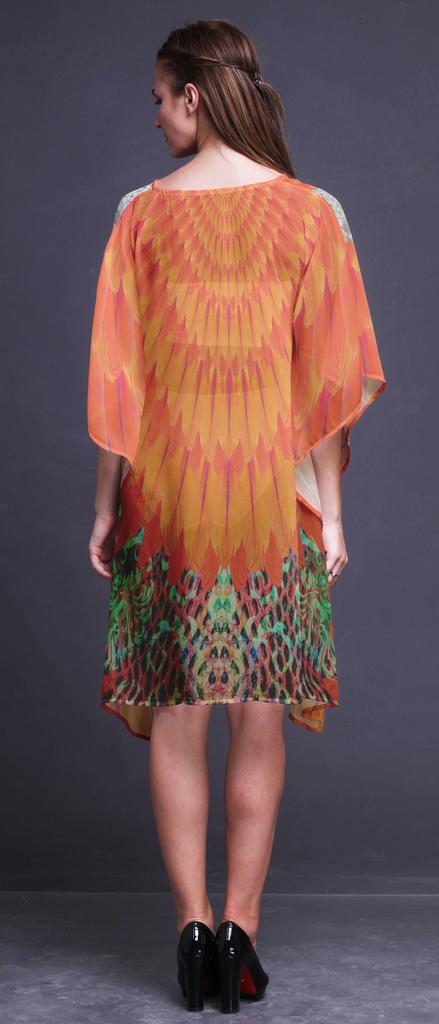 Phagun Short Caftan Midi Dress Beach Swimwear Cover Up Womens Kaftan-4X-5X