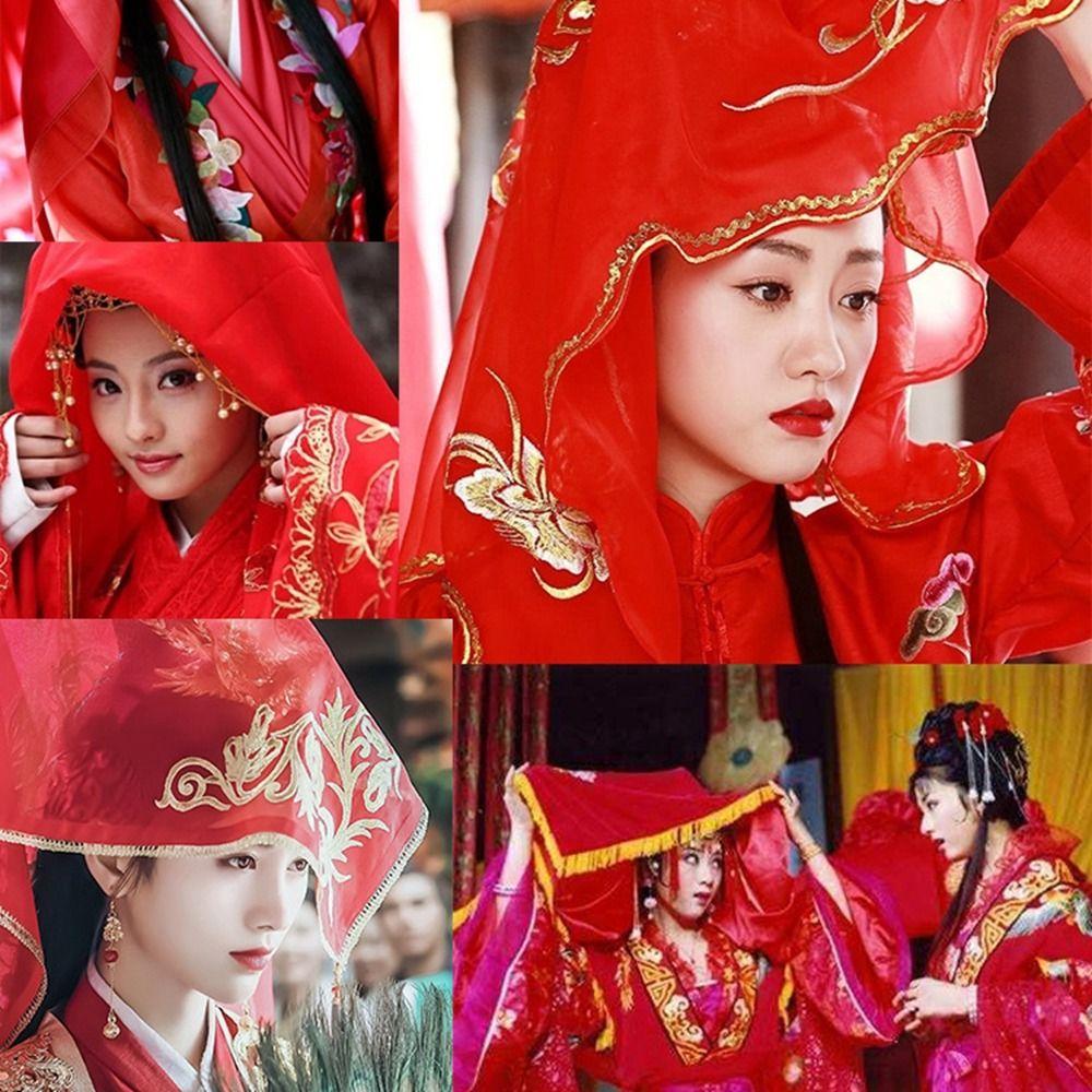 Embroidered Phoenix Tassel Bride Veil Lace Veils Chinese Wedding Headwear Bridal Headwear