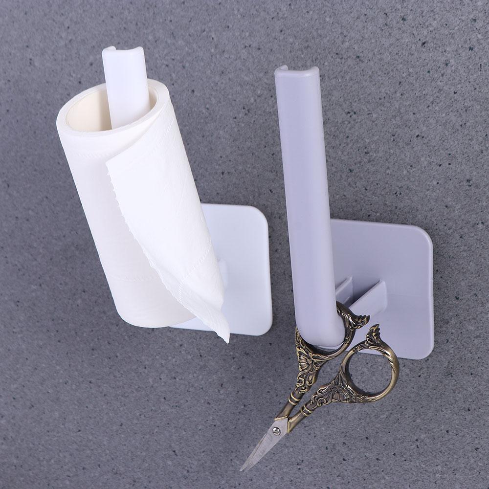 Punch Free Self-adhesive Storage Rack Wall Mounted Tissue Hanger Towel Holder Paper Roll Rack Hook