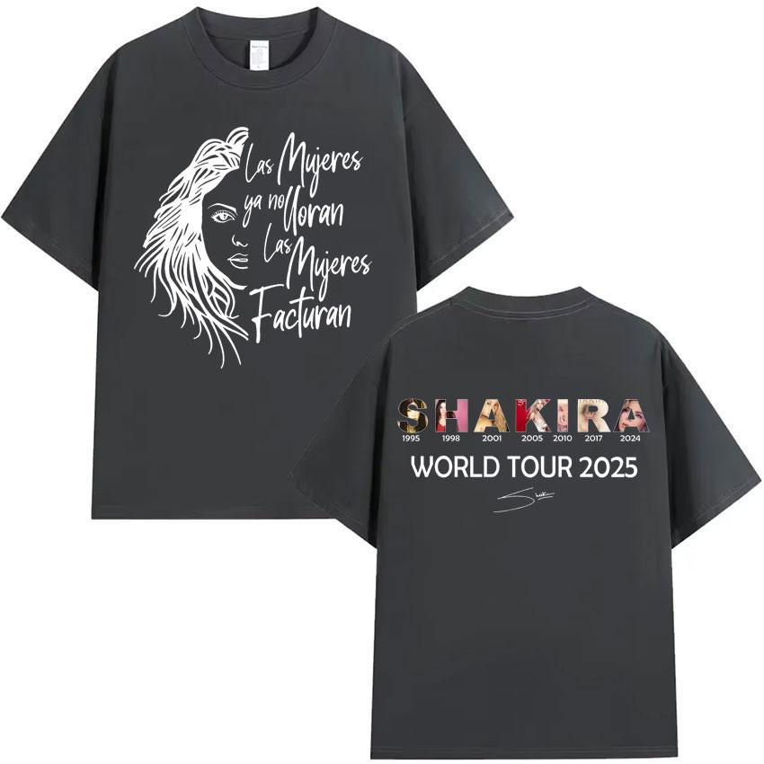 

Shakira Las Mujeres Ya No Lloran World Tour Tshirts Unisexs Hip Hop Tshirt High Quality Cotton Oversized Tee Streetwear Fans Gift 4XL