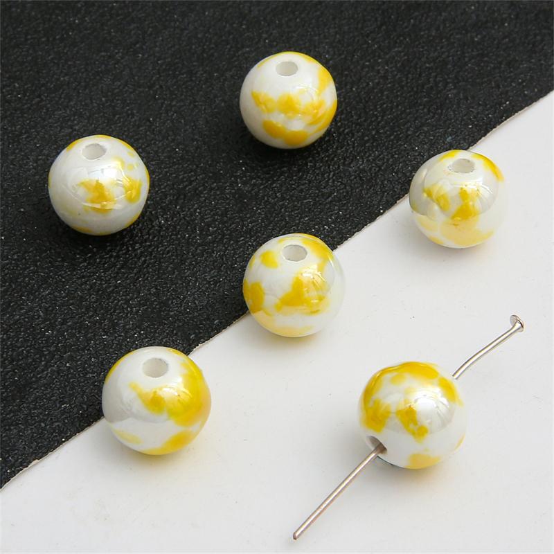 20 Stück 12mm Spritzfarbenmuster Keramik Glatte Runde Perlen Für Schmuckherstellung DIY Charm Dekoration