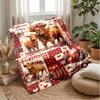 Highland Cows in Magical Forest Theme blanket Lightweight Warm Flannel Blanket Decorative Throw Blanket for Home Decoration