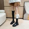 Leather over-knee boots Tall women's winter new flat-bottomed boots Fleece leather boots