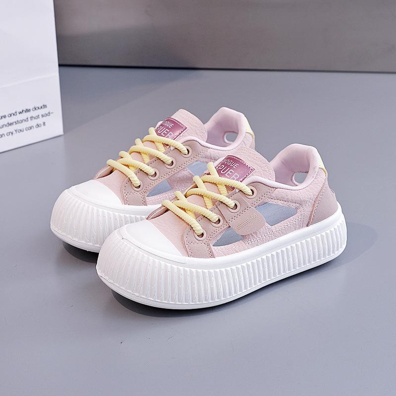 Platform sandals women's 2025 new summer baotou stepping on shit feeling hollow white shoes pregnant women sports shoes board shoes M63