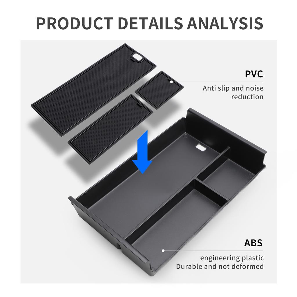 SMABEE for Xpeng X9 Center Console Armrest Storage Box Car Central Tray Organizer Interior Accessories Tidying Black