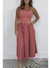 2026 Summer Women's High-End Waist-Cinched Casual Dress - Hot Selling Solid Color Skirt