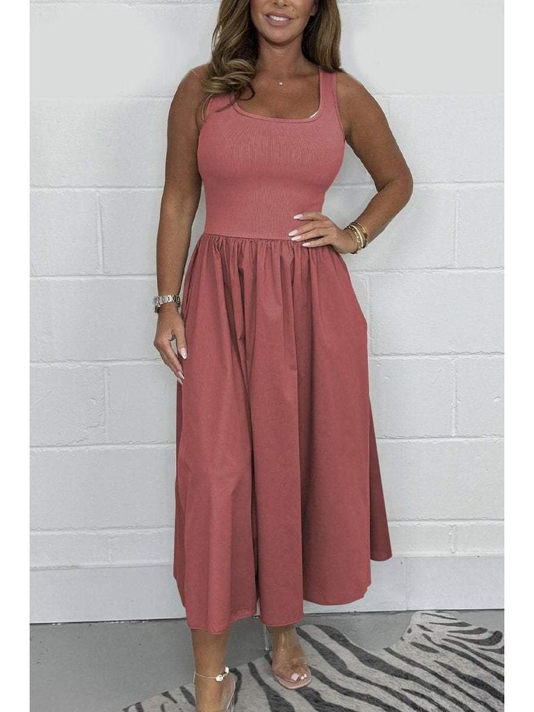 2026 Summer Women's High-End Waist-Cinched Casual Dress - Hot Selling Solid Color Skirt