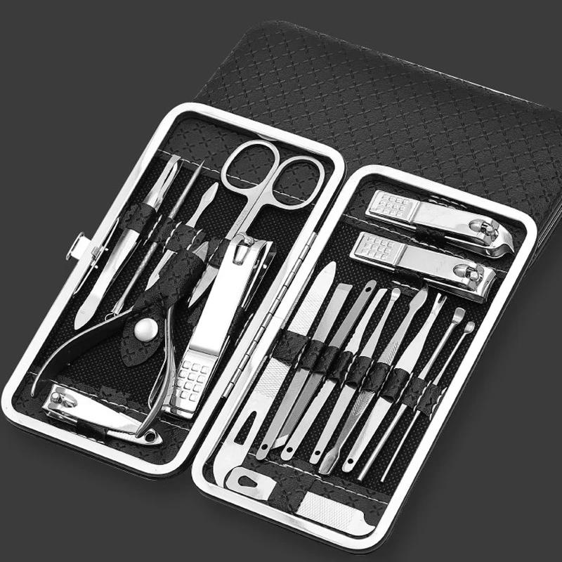 

Premium 19Pcs Manicure Pedicure Set, Large Size Dead Skin Remover, Diagonal Clipper, Eyebrow Trimmer with Leather Sleeve