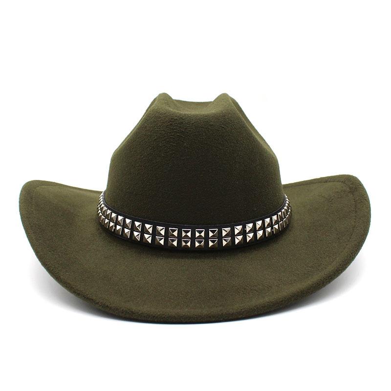 New Artificial Wool Women's Men's Western Cowboy Hat Vintage Gentleman Felt Fedoras Hats Cowgirl Church Jazz Cap Sombrero Hombre