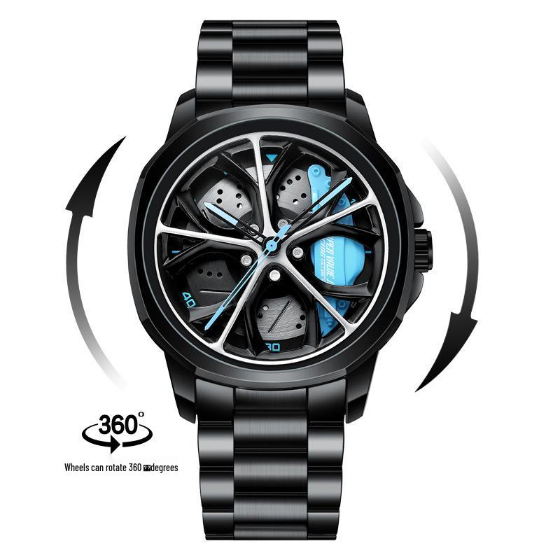 SVJ Men's Wheel Watch: Cross-border Bestseller with 3D Hollow Design & Car Mod Brake Caliper