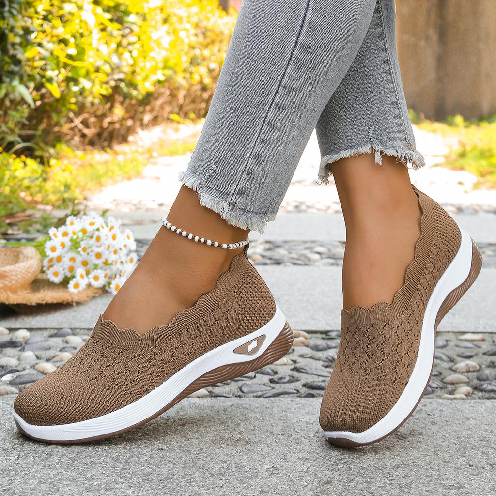 Women Shoes Orthopedic Knit Walking Shoes Breathable Slip-On Loafers Soft Non-Slip Wedge Sneakers Comfortable Casual Footwear