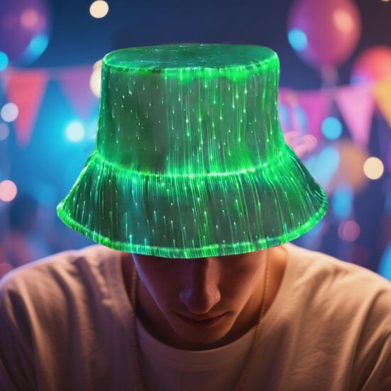 LED Fisherman Hat Neon Rave Bucket Cap 7 Colors Glow
