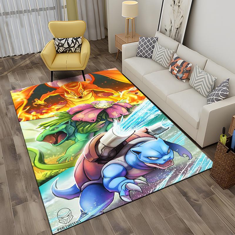 Japanese Anime Pokemon Pikachu Area Rug,Carpet for Home Living Room Bedroom Sofa Doormat Kitchen Decor,Non-slip Floor Mat