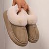 Woman Casual Platform Fluffy Slippers Faemale Fashion Plush Warm Cotton Shoes Couples Comfort Thick Soled House Warm Slippers