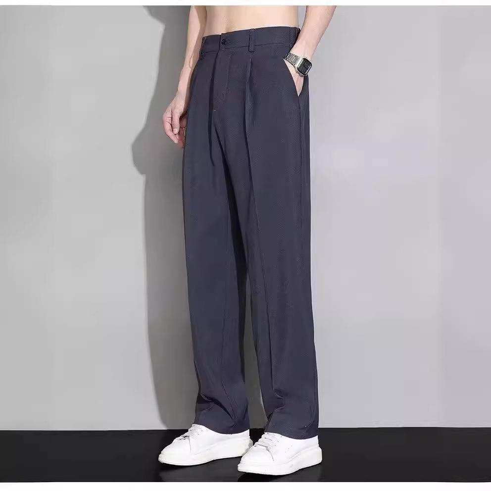 Pantalon d'été léger pour homme, élégant, coupe droite - Pantalon de costume ample, confortable, respirant, à drapé