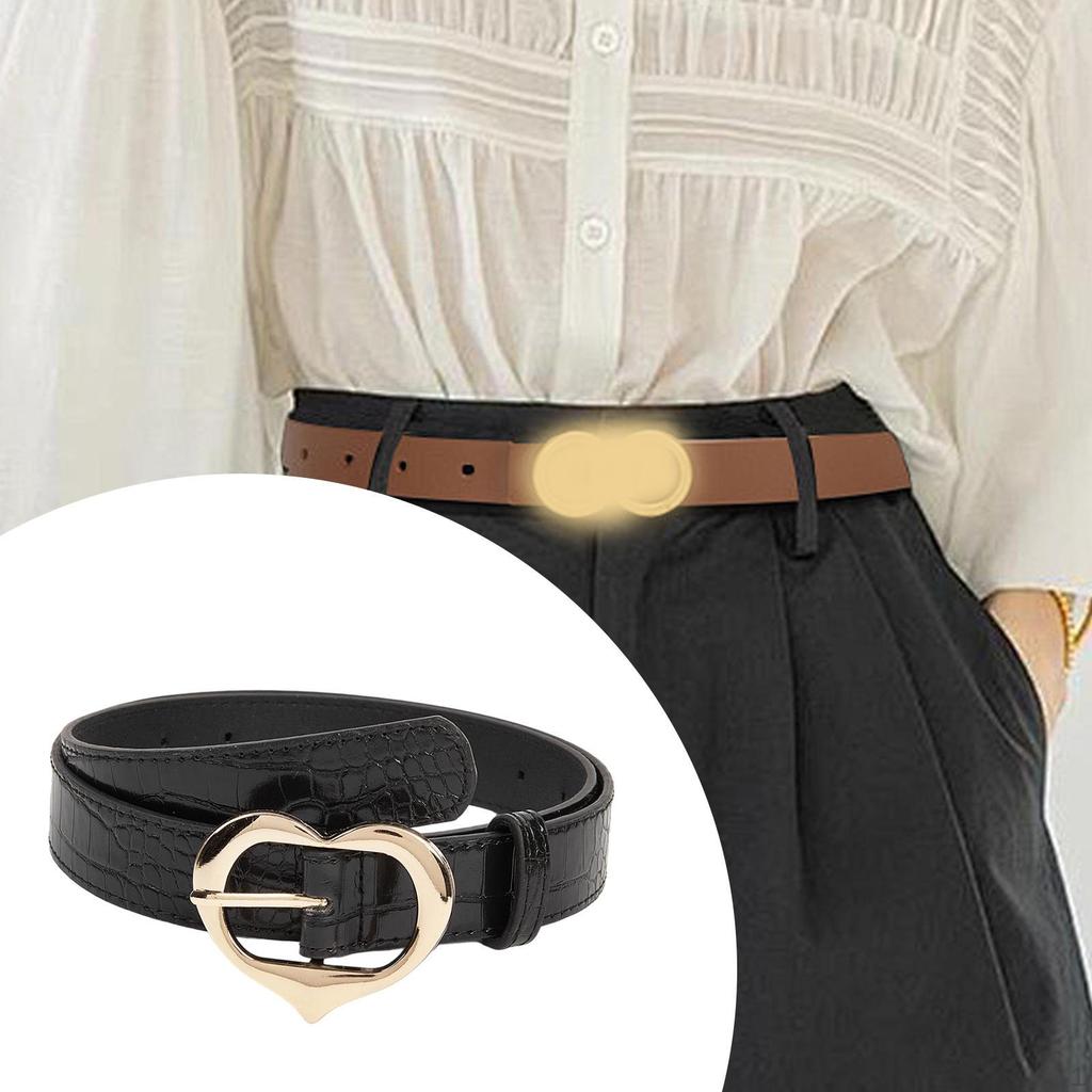 Belt, PU Leather Heart Buckle, Retro-single Girdle, Stylish Waistband, Decorative Belt for
