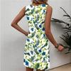 Robe d'été décontractée à fleurs pour femme, col rond, sans manches