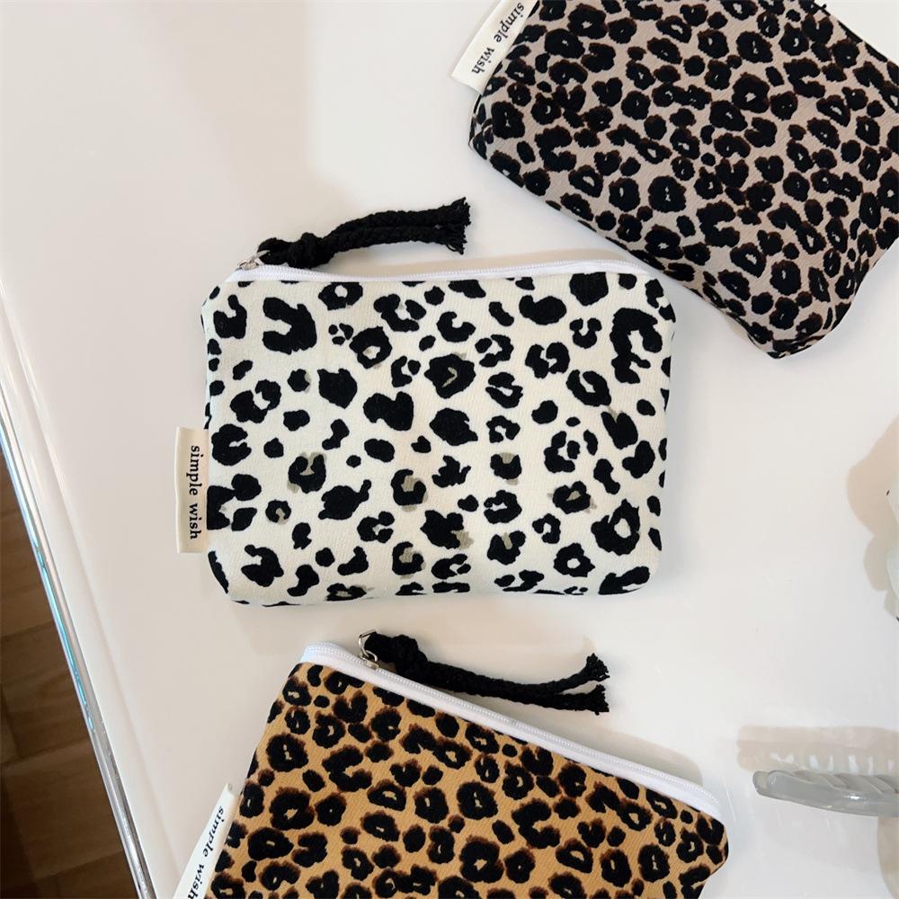 Leopard Print Makeup Case Retro Cosmetic Bag for Women Fashion Lipstick Earphone Storage Coin Purse