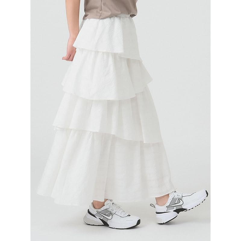 [Ray Beams] skirt Soccer check tiered SK ladies WHITE 1