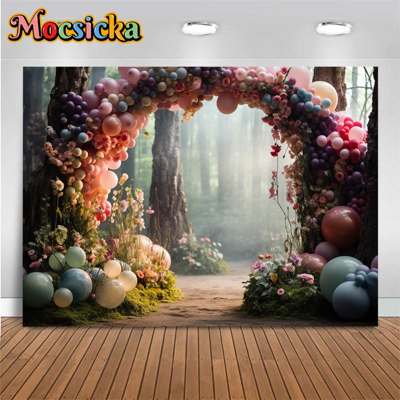 Baby Birthday Background Photography Nature Forest Easter Decoration Balloon Spring Wedding Backdrop Shooting Props Photo Studio