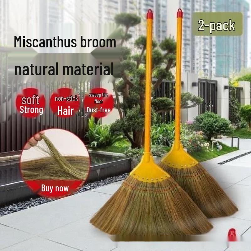 Old-Fashioned Sorghum Stalk Broom: Soft Bristles, Non-Stick Hair, Ideal for Home & Courtyard Sweeping