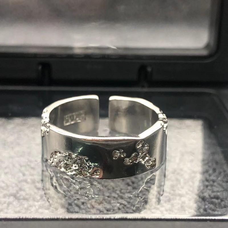Adjustable Open Ring Women Men Geometric Broken Texture Minimalist Dark Chic Plated Copper Jewelry