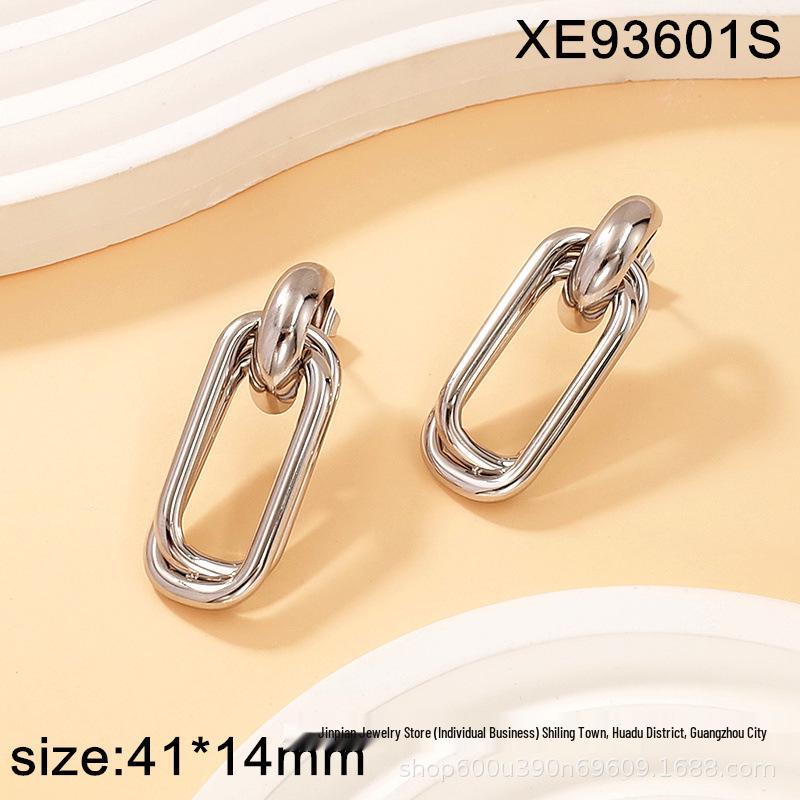 Elegant 18K Gold-Plated Geometric Earrings in High-End Titanium Steel