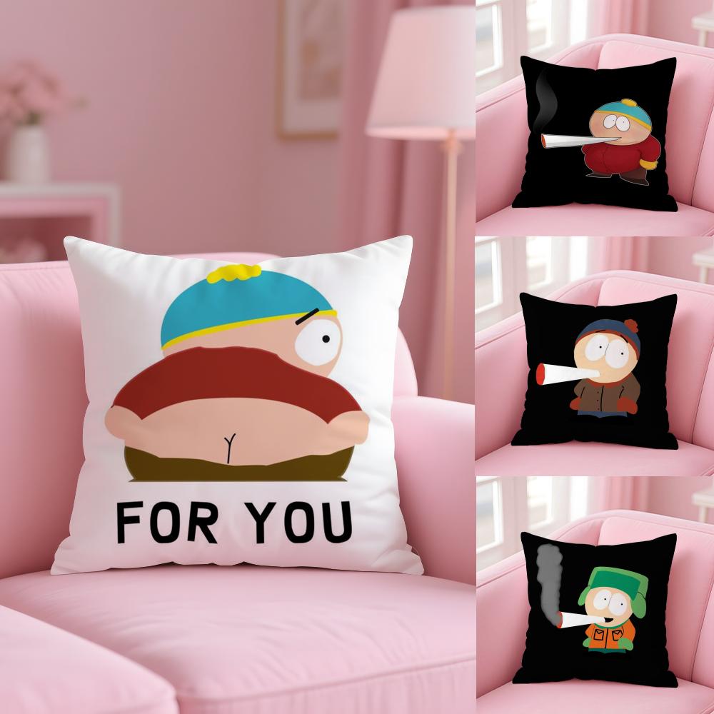 Hot Funny Anime S_Souths P_Park Cushion Cover Plush Fabric Soft Double-Sided Printed Sofa Pillow Case Colorfast Home Decor Gift