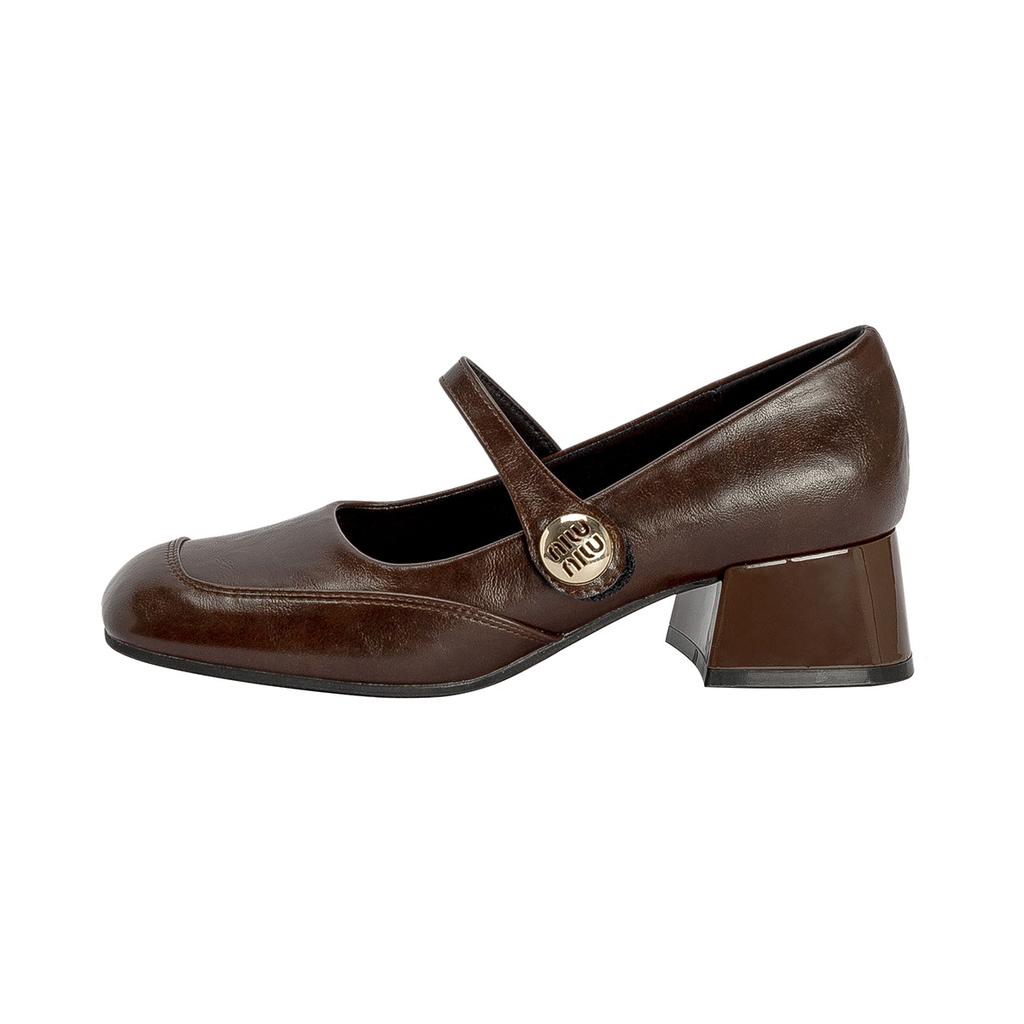 Square head thick heel shallow mouth Mary Jane shoes children's 2025 spring new one-word with small fragrant style retro French single shoes