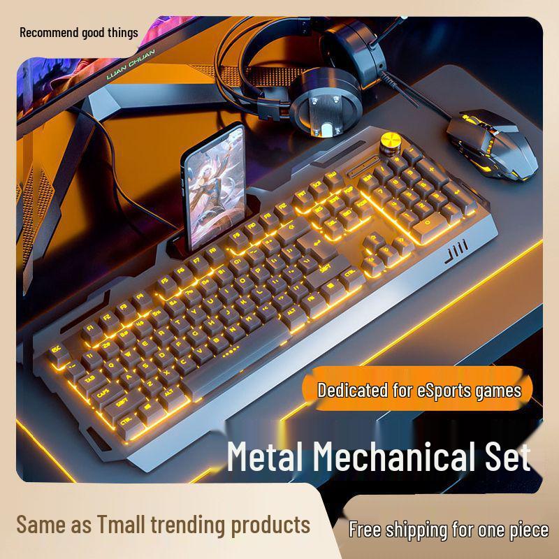 Luminous Wired Keyboard, Mouse & Headset Set - Mechanical Feel, E-sports Desktop/Laptop Punk Keys