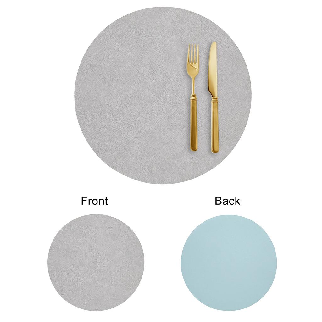 Vintage Style Double-Sided PVC Leather Placemat Round Faux Leather Heat-Resistant Waterproof Cup Plate Mat