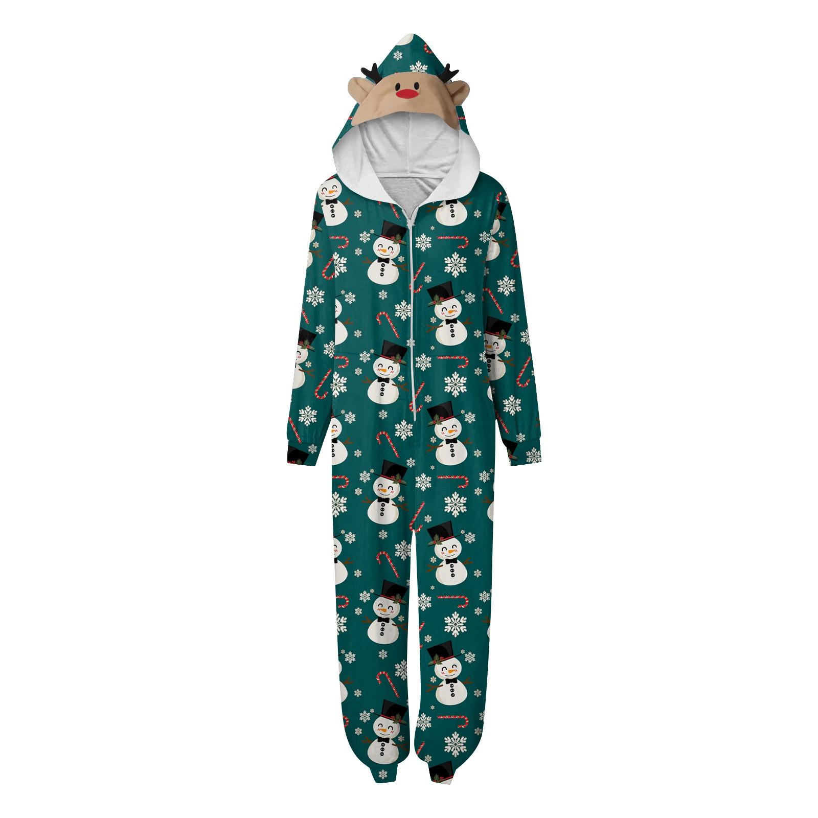 

Комплект комбинезона на молнии с капюшоном и длинными рукавами для всей семьи с рождественским принтом XXL