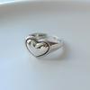 Korean Style Retro Love Heart Adjustable Open Ring for Women - Sweet Peach Heart Design