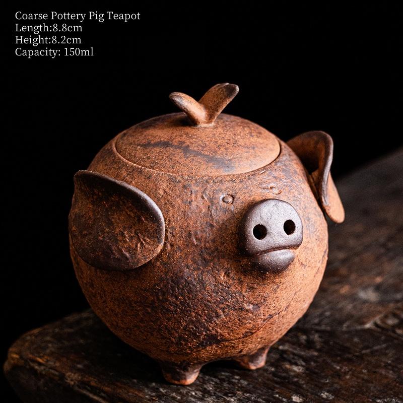 

Cute Little Flying Pig Teapot Creative Retro Coarse Pottery Handcrafted Single Teapot Home Small-capacity Tea Brewing Teaware