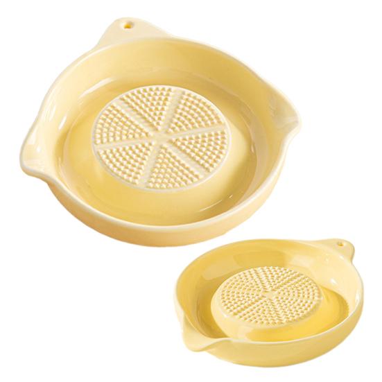

2Pcs Ceramic Grater Plate Set Ceramic Ginger Garlic Grater Plates with Olecranon Diversion Port Multipurpose Grinders for Juice Control жёлтый