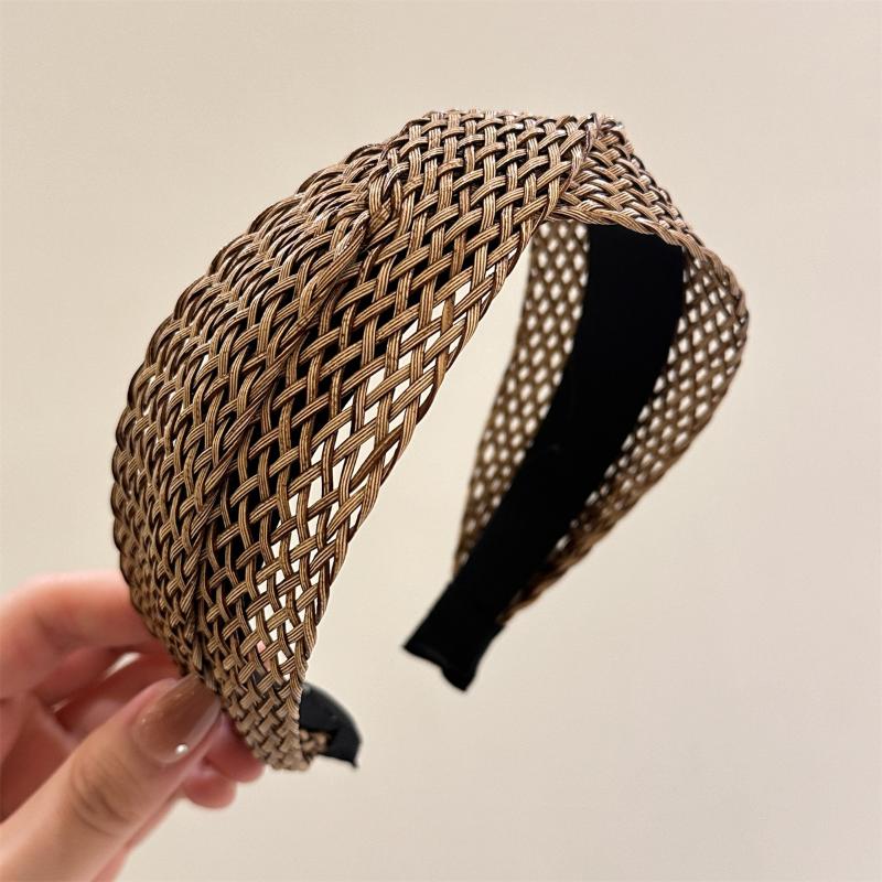 Beach Straw Weaving Cross Knotted Headband Women's Handmade Weaving Hair Band Bohemian Wide-brimmed Hair Hoop Hair Accessories