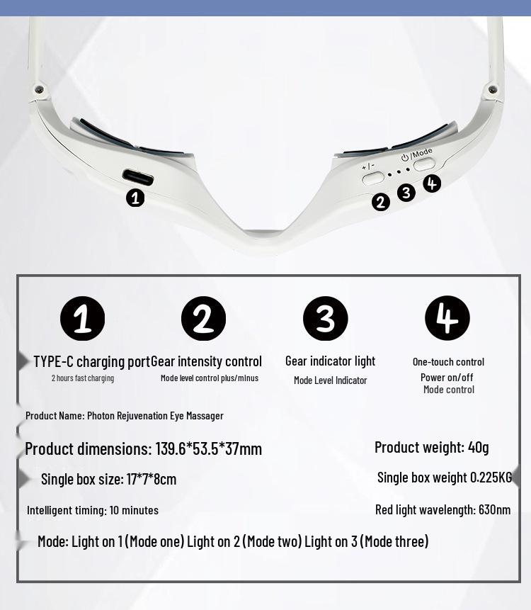 Smart Red Light Eye Massager: Rechargeable Eye Beauty & Protection Device