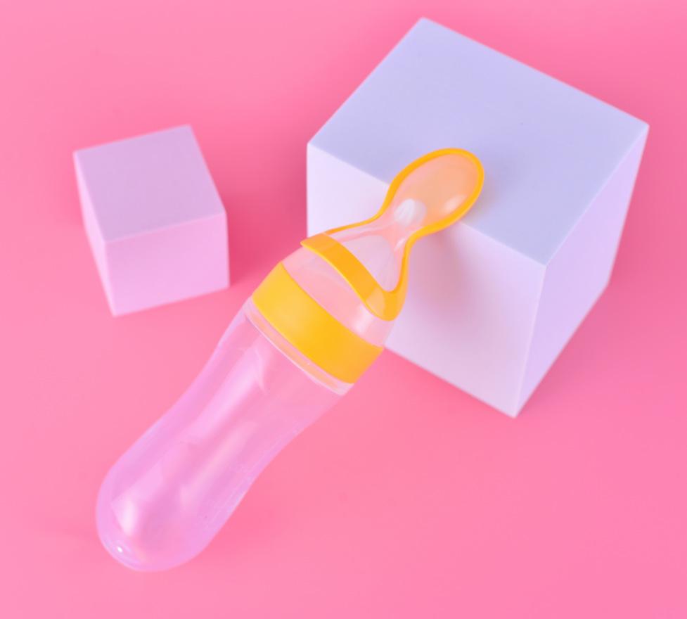 

Силиконовая бутылочка для кормления новорожденных, тренировочная ложка для риса, детские хлопья, пищевая добавка, кормушка, безопасная посуда, инструменты жёлтый