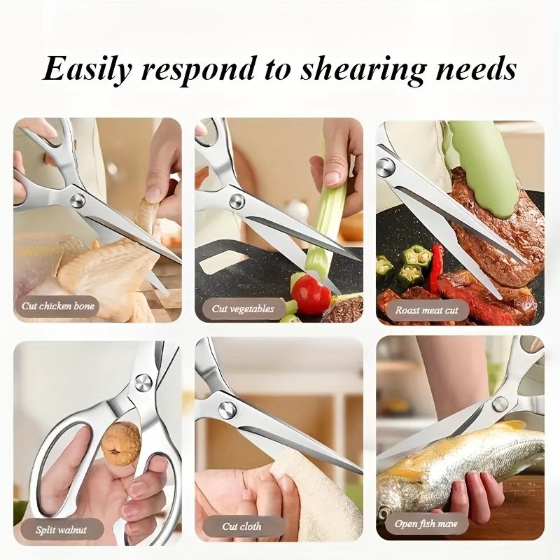 Stainless Steel Kitchen Scissors, Powerful Multifunctional Household Scissors for Meat, Poultry, Free Magnetic Scissors Cover