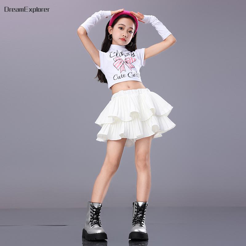 Hip Hop Mädchen Süßigkeiten Crop Top Street Dance Stufenröcke Kinder Süßes Streetwear Kind Jazz Cheerleader Kostüme Kleidung Sets